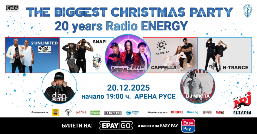 Русе се готви за най-голямото коледно събитие: THE BIGGEST CHRISTMAS PARTY – 20 години Радио ENERGY